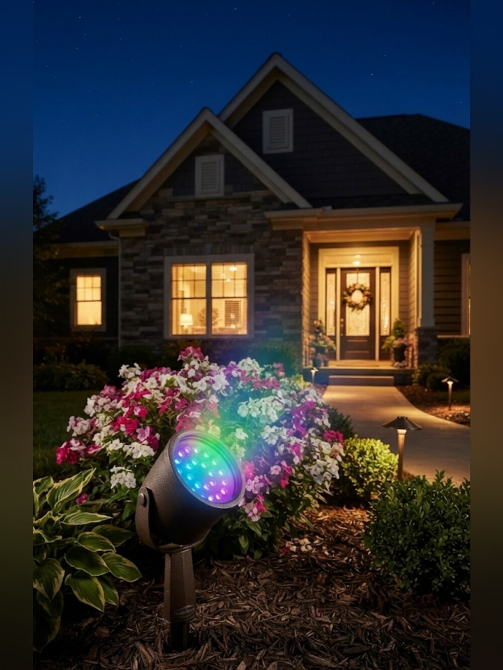 ​NIB Harbor Breeze 10-Color LED Low-Voltage Flood Light Reflector #4108911